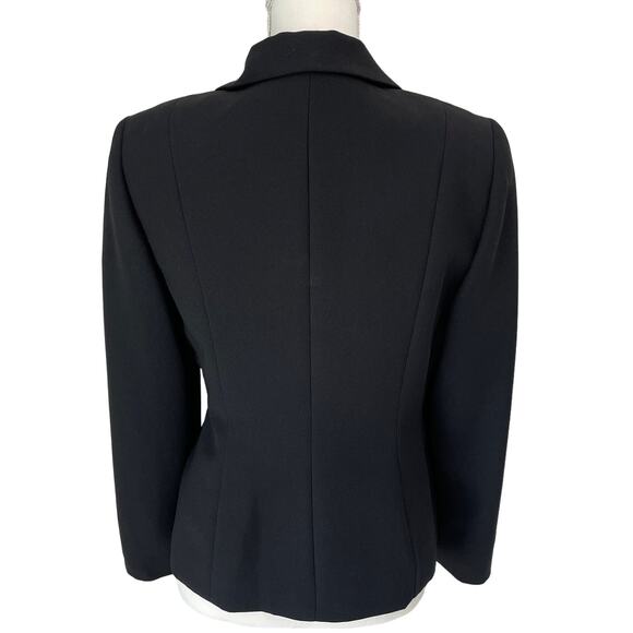 JACQUELINE FERRAR Blazer Womens 6 Black Petite Career Formal Elegant Minimalist - Picture 2 of 9